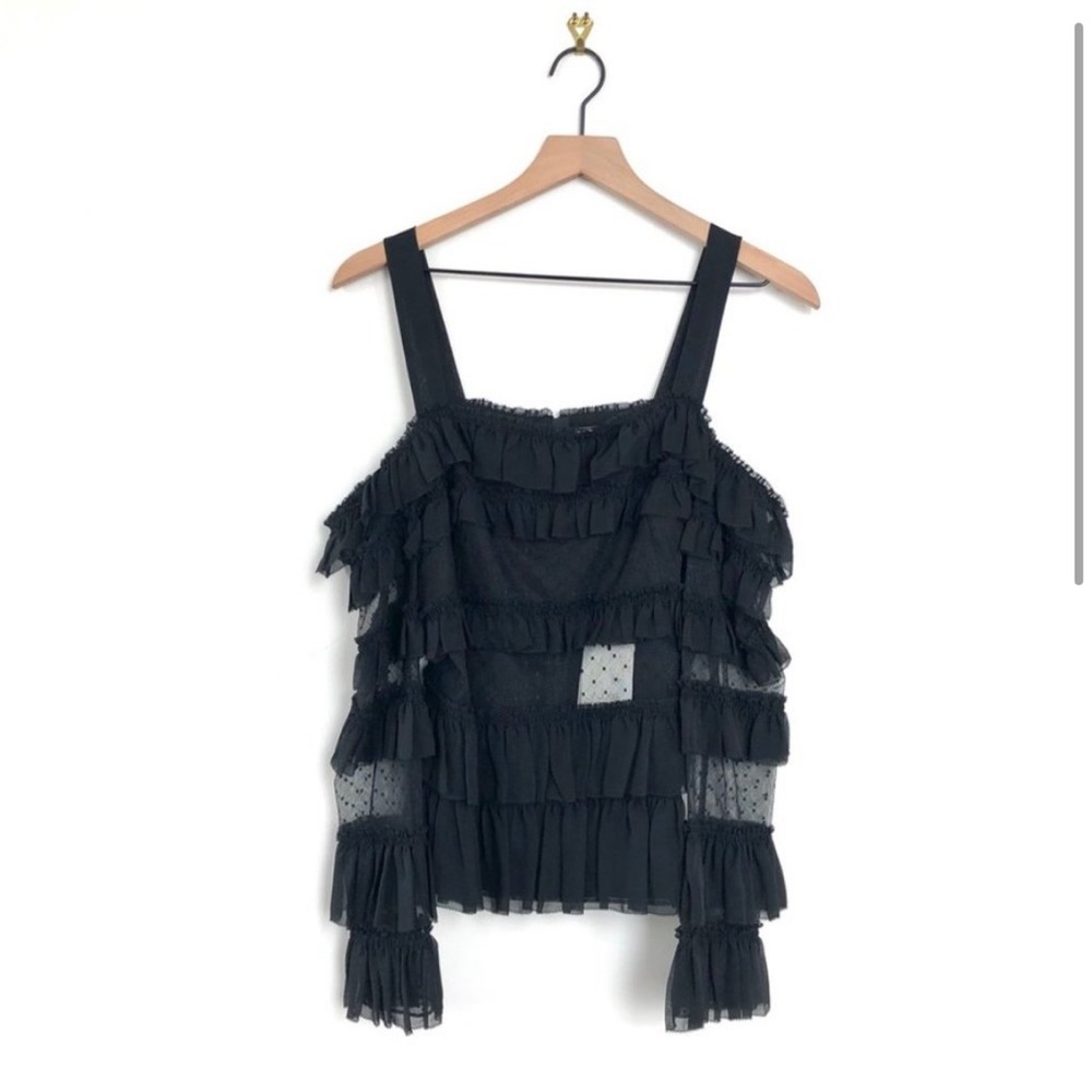 🌙 Alexis Ruffle Top Black NWT - Picture 2 of 8